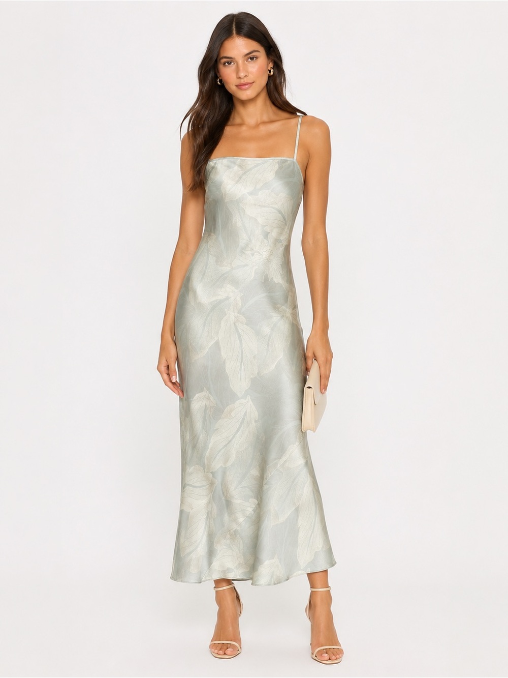 Wilfred Sage Green Floral Jacquard Maxi Slip Dress
